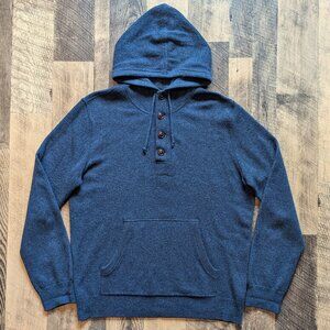 J. Crew Cashmere Sweater Hoodie Blue Knit Yarn Pullover Medium